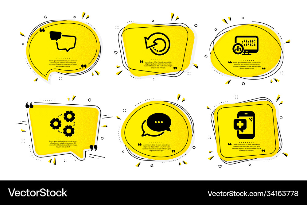 Dots message report statistics and gears icons Vector Image