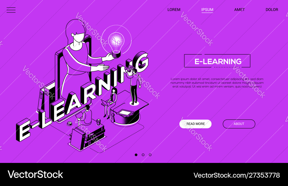 Fernunterricht Landing Page modern Fernunterricht Landing Page modern vektorbild