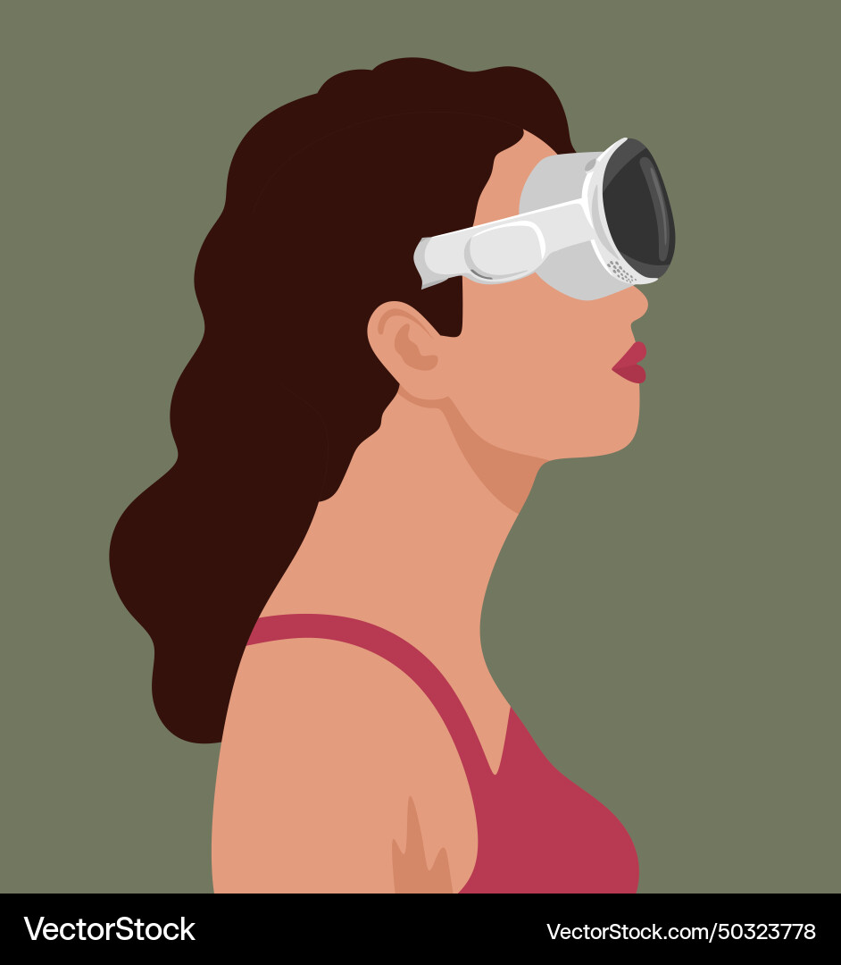 Girl using spatial computing device Girl using spatial computing device Vector Image