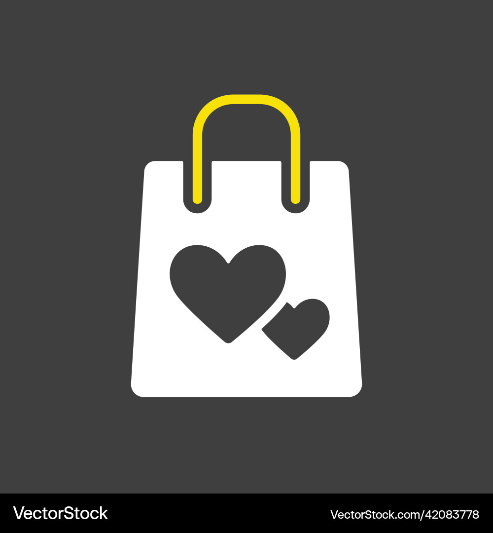 Gist bag with heart glyph icon vector image
