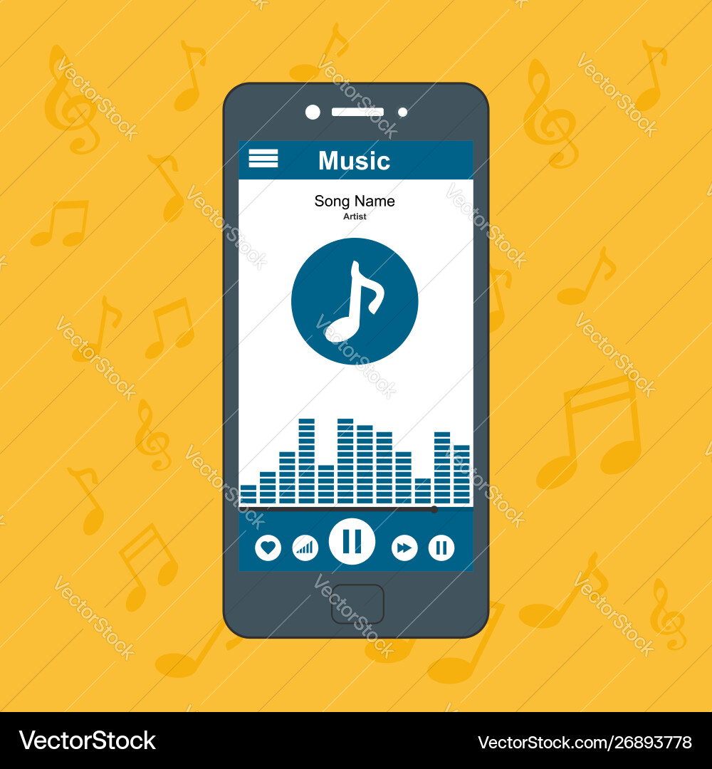 Media player application app template with flat Media player application app template with flat vector image