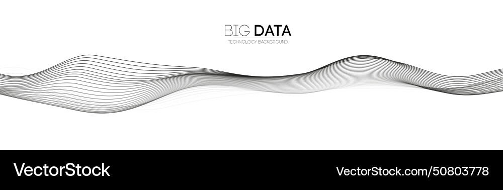 Monochrome wave pattern for big data technology vector image