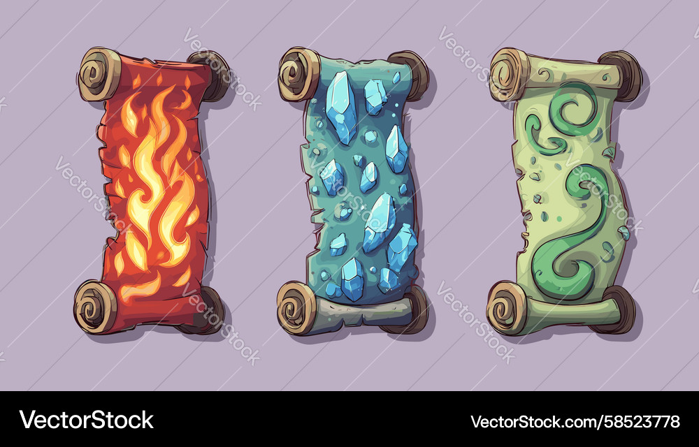 Mystical Scroll Elements Vector Image