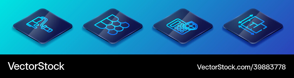 Set isometric line security keypad access panel Set isometric line security keypad access panel vector image