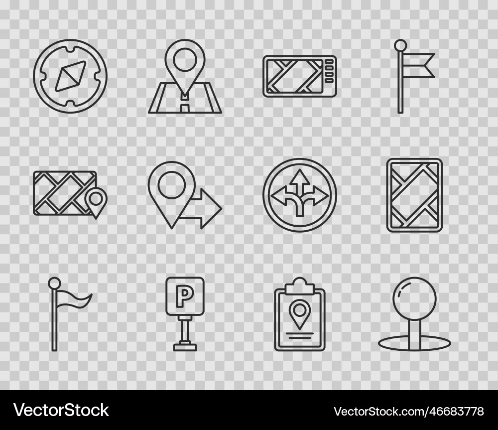 Set line location marker push pin gps device Set line location marker push pin gps device vector image