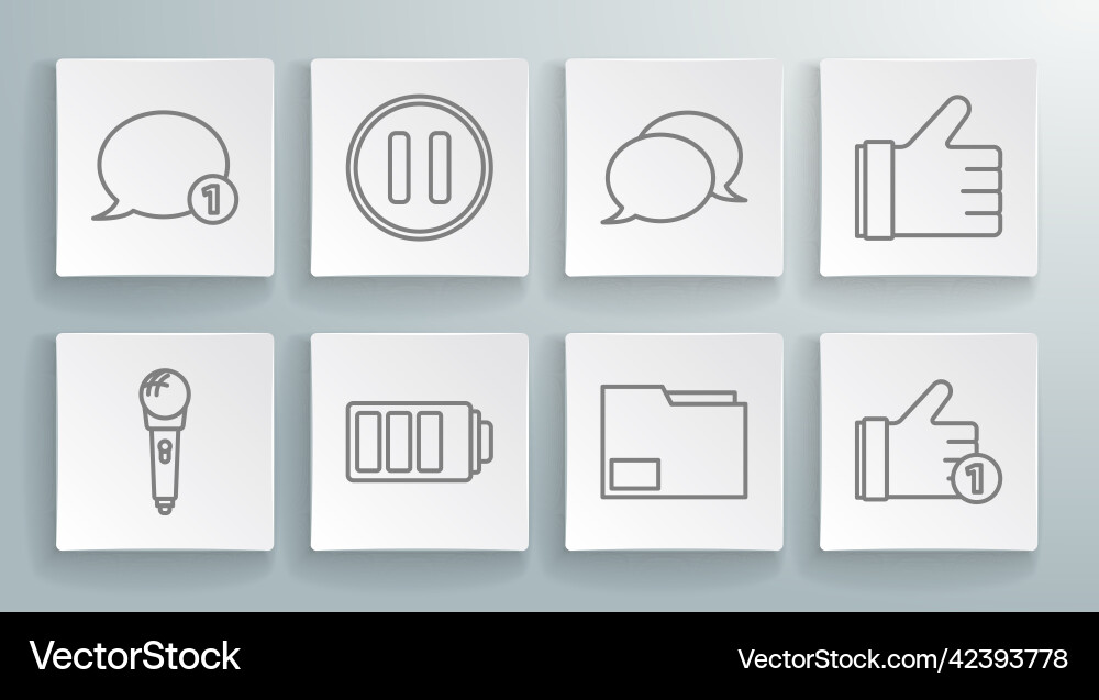 Set line microphone pause button battery charge Set line microphone pause button battery charge vector image
