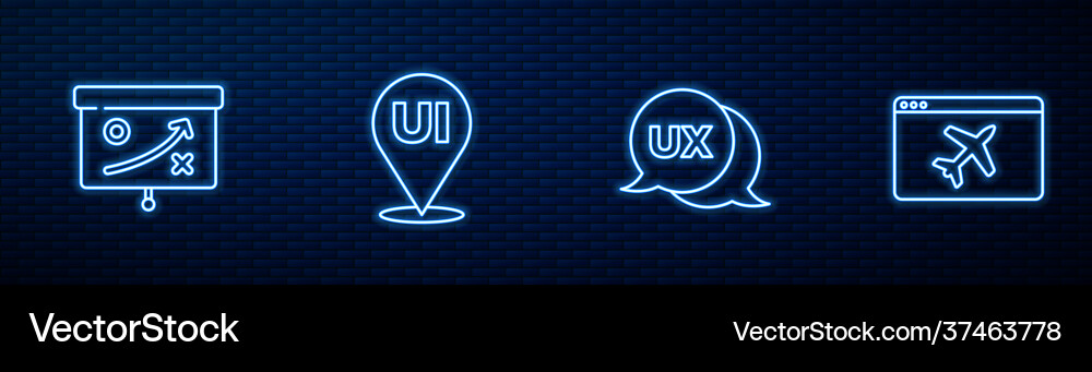 Set line ui or ux design planning strategy Set line ui or ux design planning strategy vector image