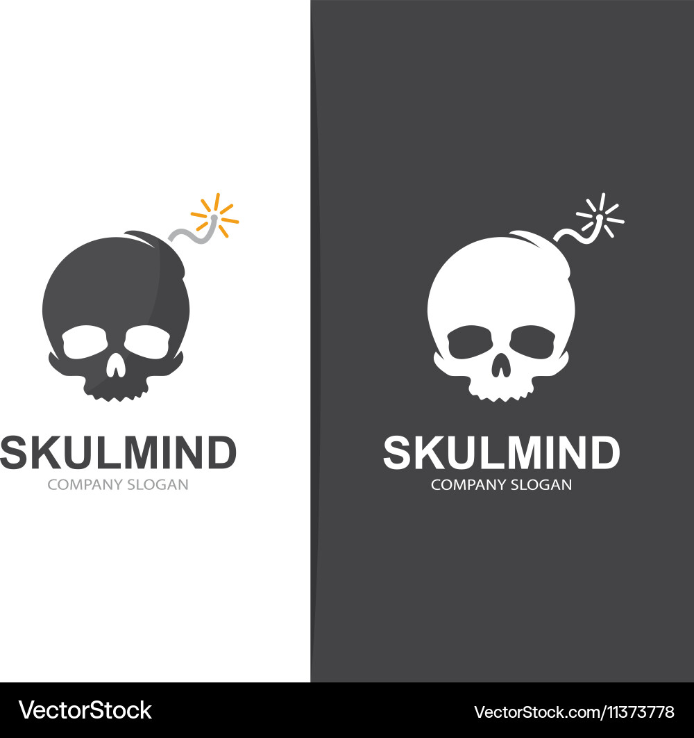 Skull with Bomb Logo - Explosive Vector Image