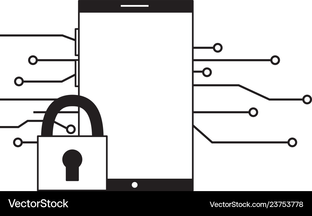 Smartphone data security circuit vector image