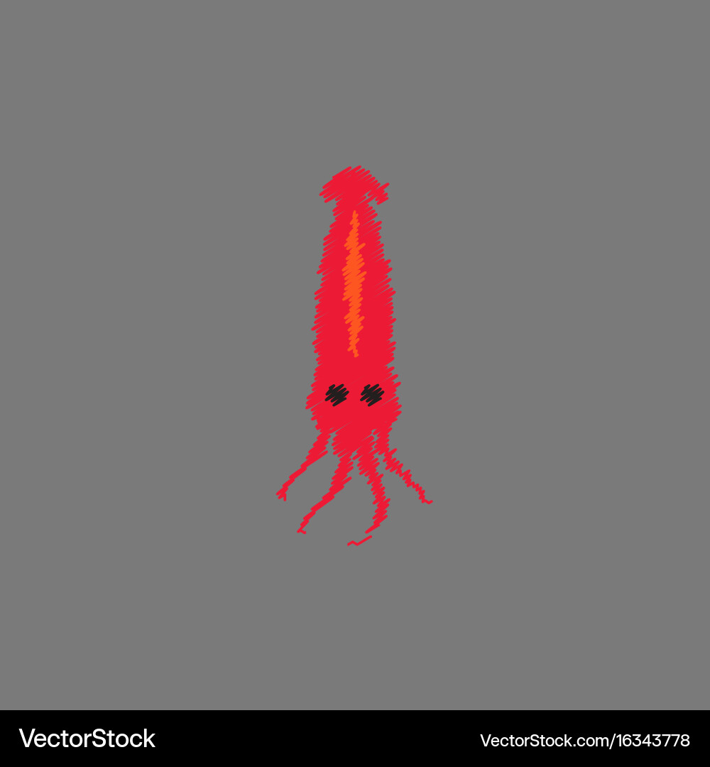 Squid icon simple of in hatching style Vector Image