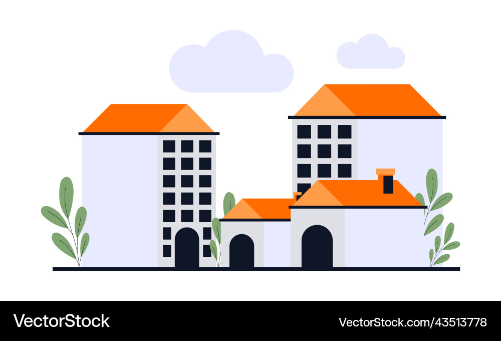 Wohnung der städtischen Straßenlandschaft Straße mit Stadt Wohnung der städtischen Straßenlandschaft Straße mit Stadt vektorbild