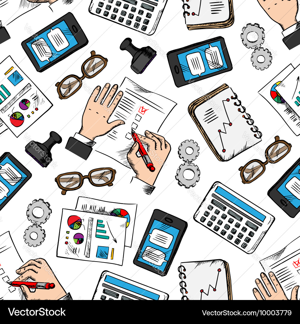 Business Sketch Seamless Pattern Royalty Free Vector Image