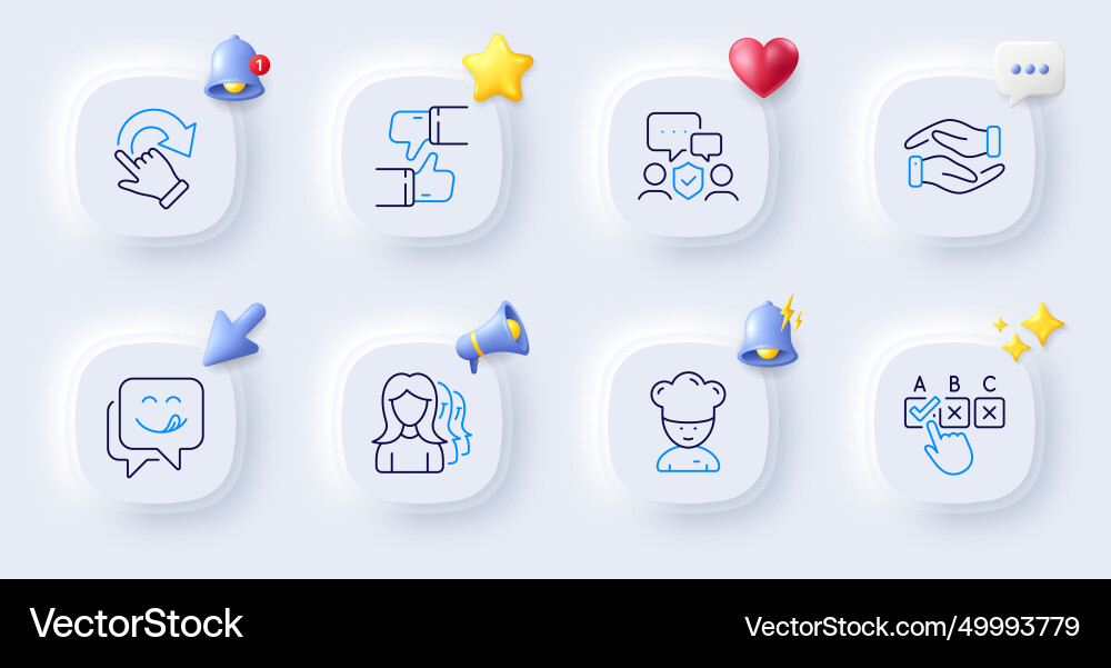 Correct checkbox rotation gesture and like line Correct checkbox rotation gesture and like line vector image