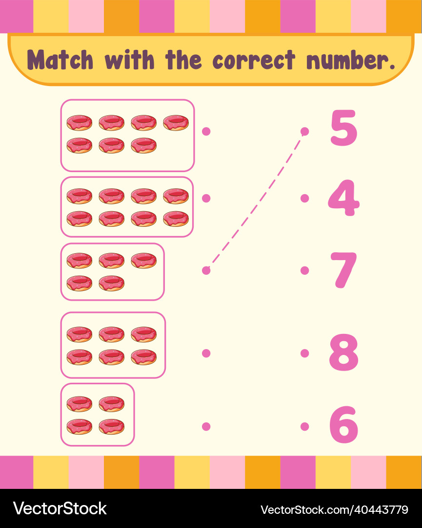 Count and match numbers math worksheet template Count and match numbers math worksheet template vector image