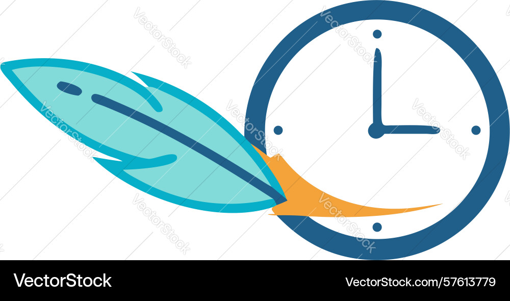 Dynamic feather clock icon for swift planning vector image