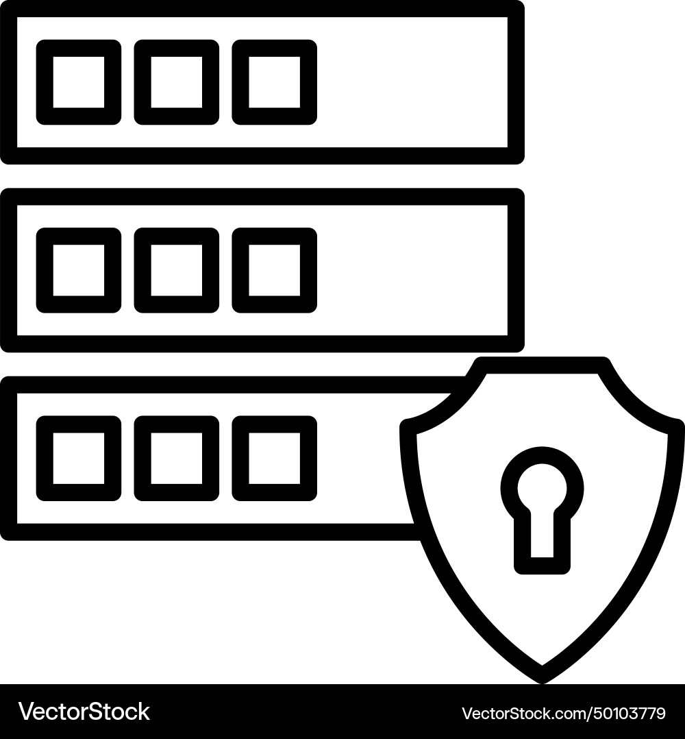 Encrypted database security icon with black Encrypted database security icon with black vector image