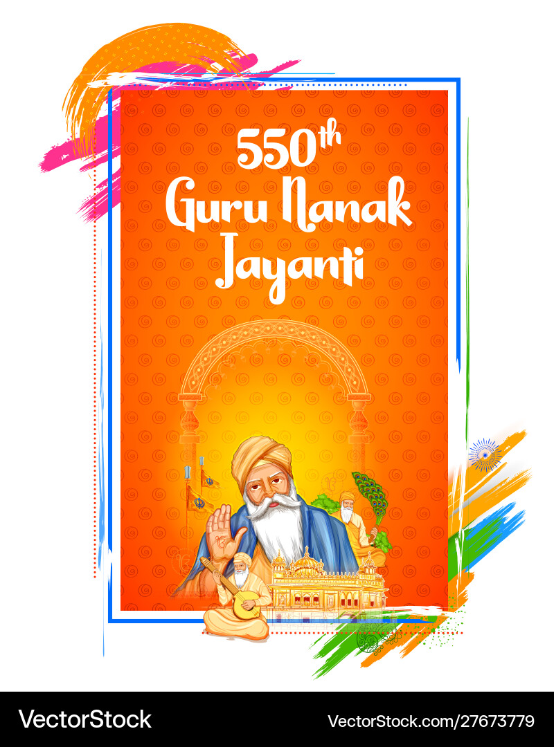 Happy gurpurab guru nanak jayanti festival Happy gurpurab guru nanak jayanti festival vector image
