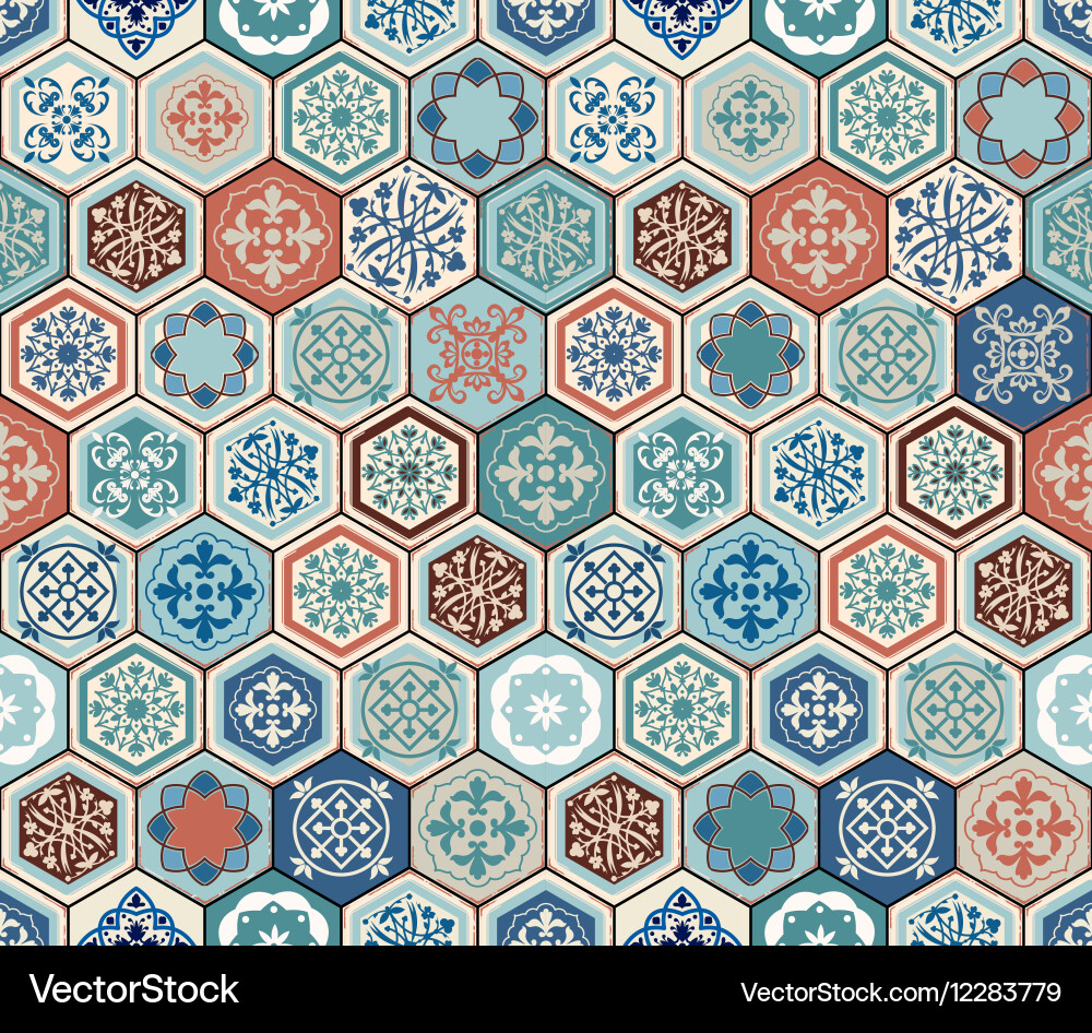 Hexagonal Tile Pattern Vector Image