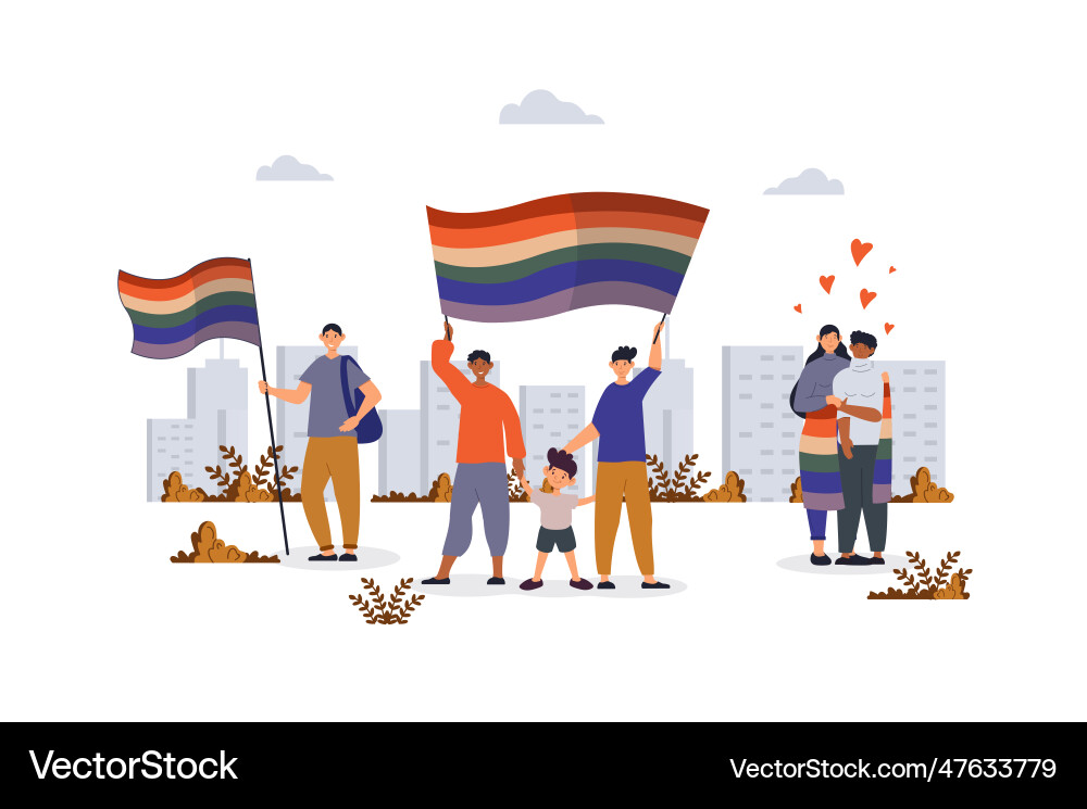 Lgbtq concept with character scene for web vector image