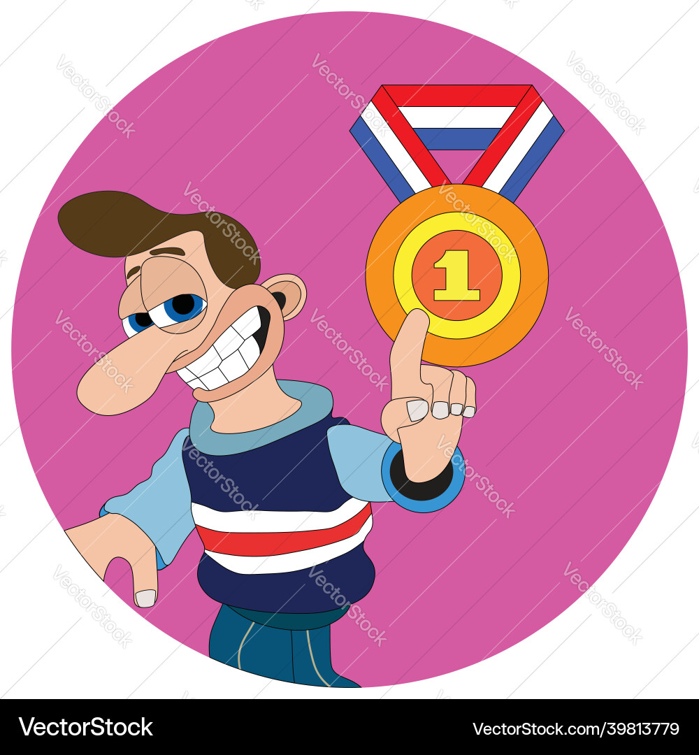 Man with a cheeky smile and big nose pointing Vector Image
