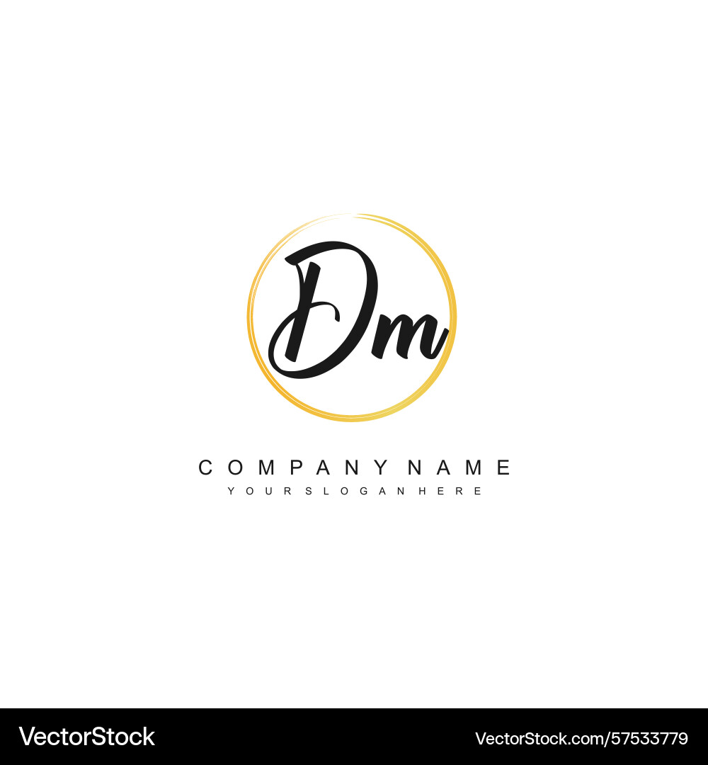 Minimal signature logo design with dm initials Vector Image