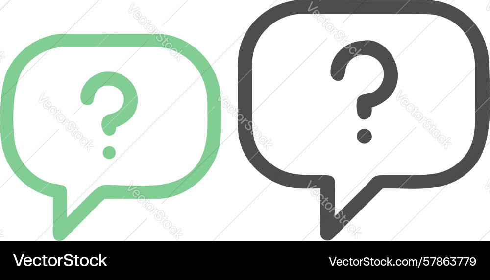 Paired question mark speech bubbles in flat style vector image