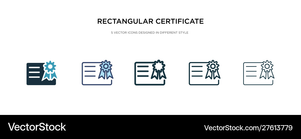 Rectangular certificate icon in different style Rectangular certificate icon in different style Vector Image