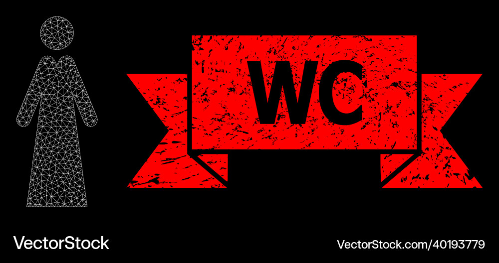 Scratched wc stamp seal and web net lady Scratched wc stamp seal and web net lady Vector Image
