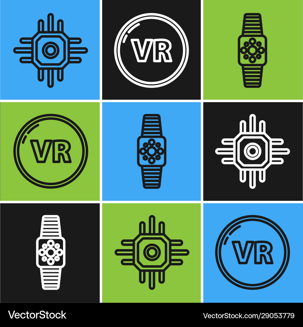 Set line processor smartwatch and virtual reality Set line processor smartwatch and virtual reality Vector Image