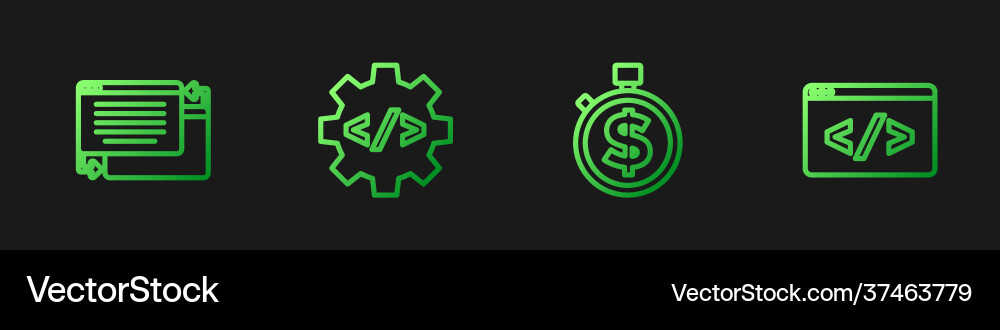 Set line time is money ui or ux design front end Set line time is money ui or ux design front end Vector Image