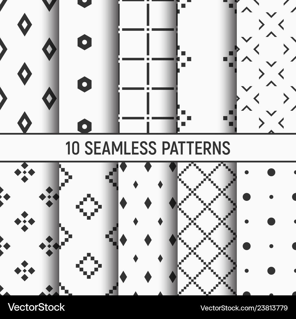 Set of ten seamless patterns Set of ten seamless patterns vector image
