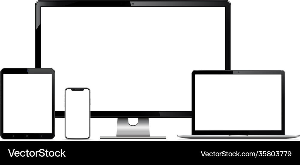 Set technology devices - computer monitor Set technology devices - computer monitor vector image
