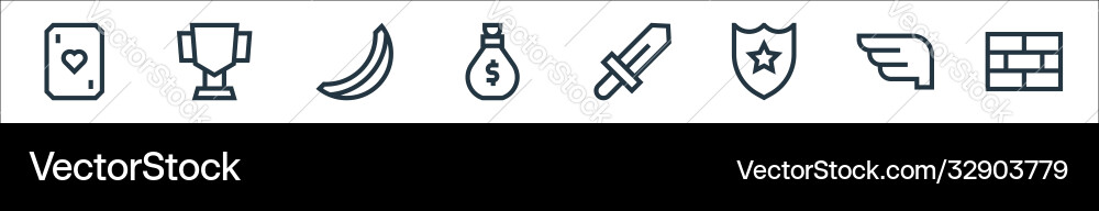 Video game elements line icons linear set quality Video game elements line icons linear set quality Vector Image