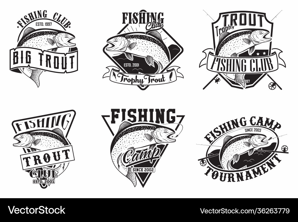 Vintage Fishing Club Emblems Vector Image