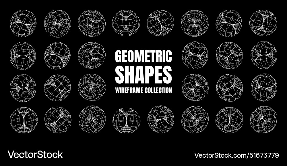 Wireframe lined shapes perspective mesh 3d grid Vector Image