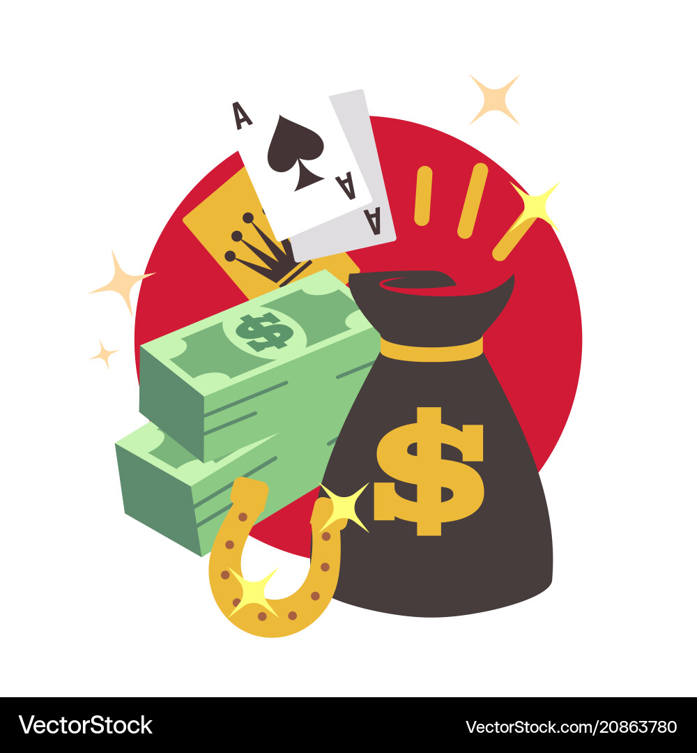 Casino poker win concept with money flat winner Casino poker win concept with money flat winner vector image