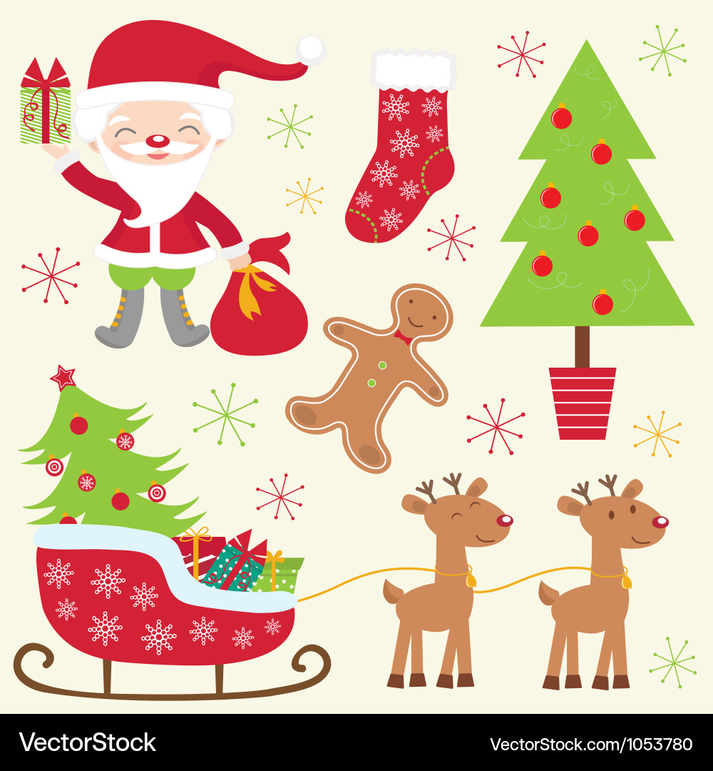 Charming Christmas Decorations Vector Image