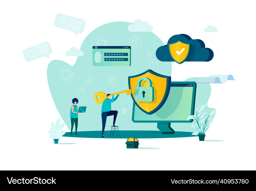 Cyber security concept in flat style vector image