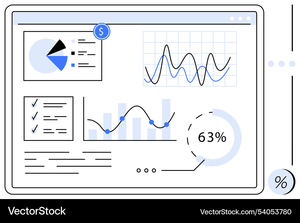 Digital dashboard with graphs charts Vector Image