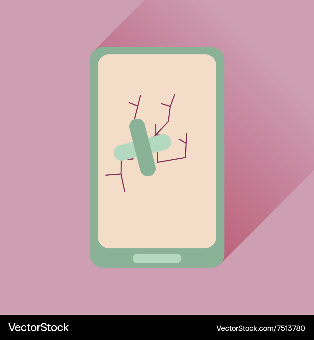Flat web icon with long shadow mobile broken vector image