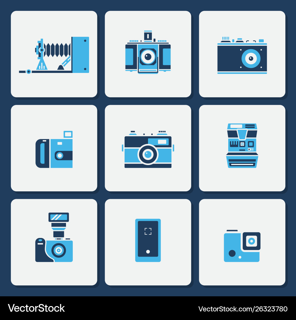 Isolated camera icons in two color shape set Isolated camera icons in two color shape set vector image