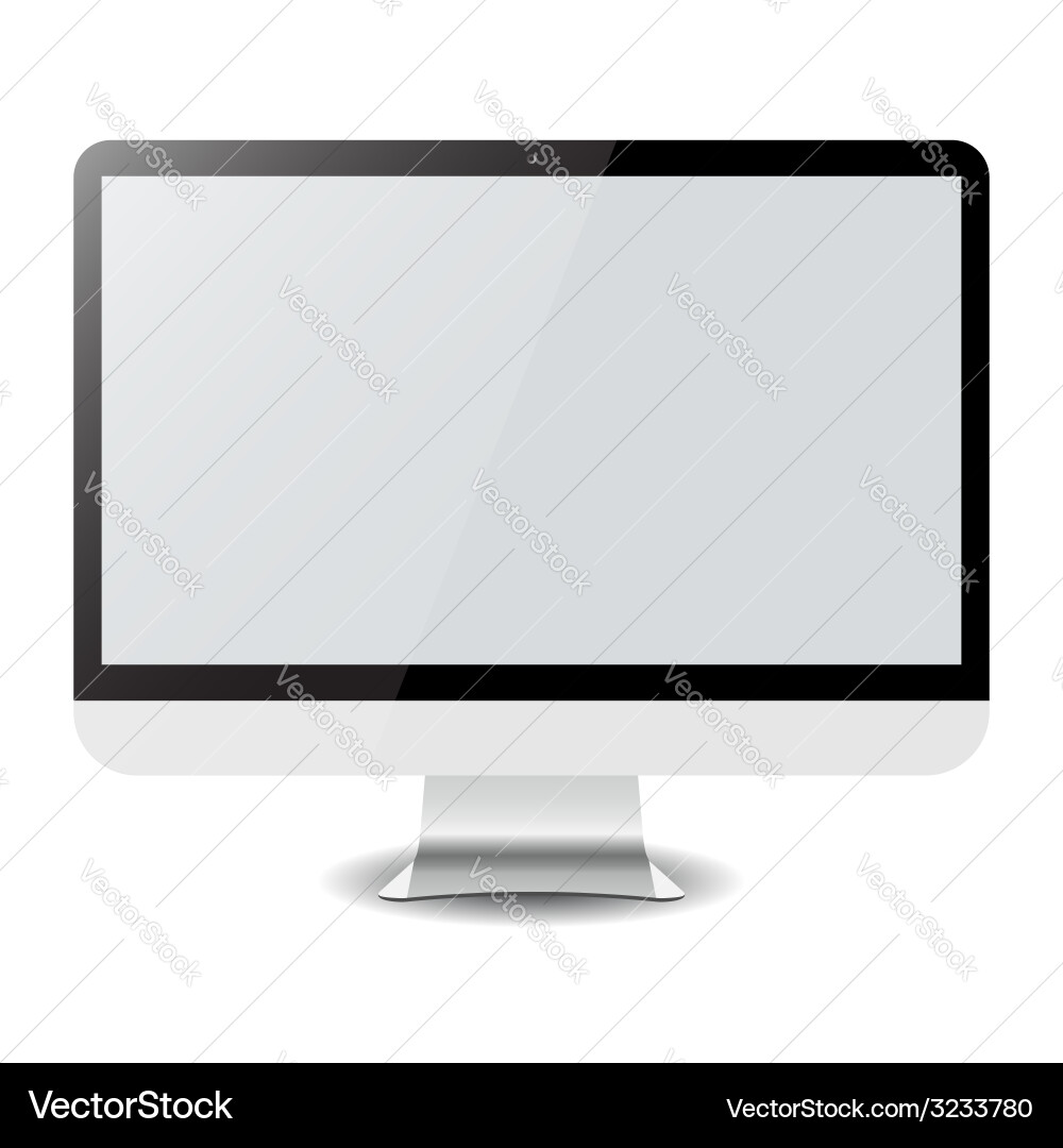 Isolated Computer Display - White Background Vector Image