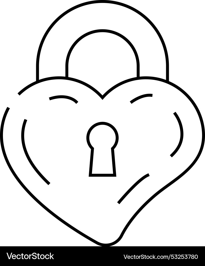 Lock in heart form line icon Lock in heart form line icon vector image