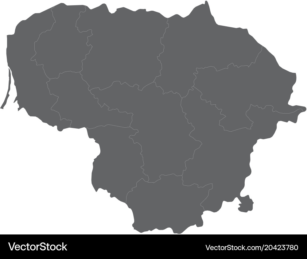 Map of lithuania split into regions Vector Image