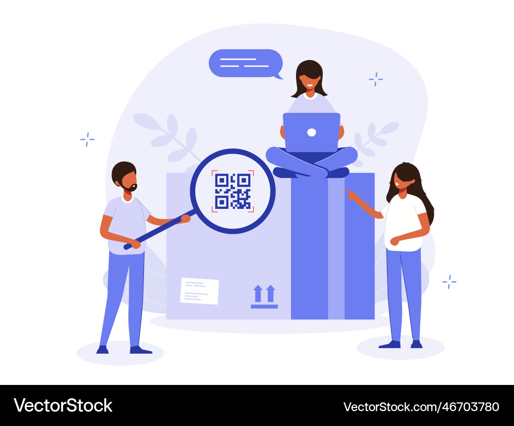 Qr code scaner concept people scan Vector Image