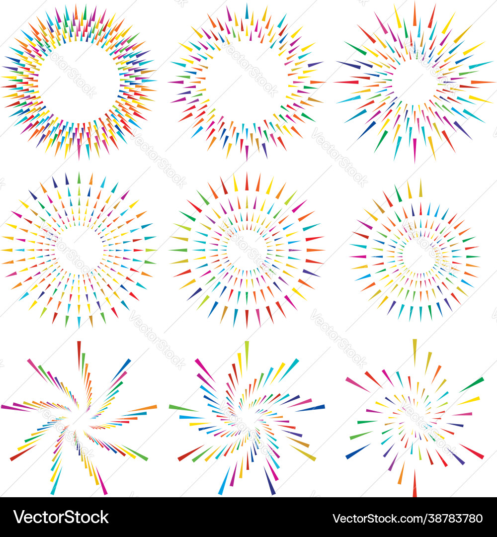 Radial concentric circular triangles shape design vector image