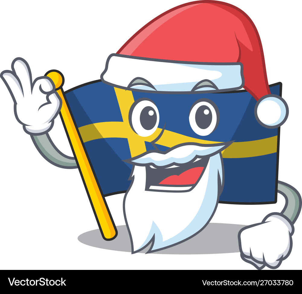 Santa swede flags flutter on character pole Santa swede flags flutter on character pole vector image