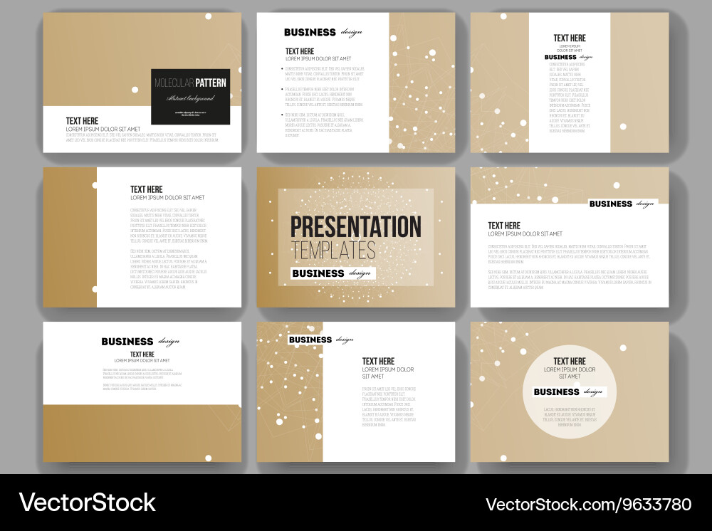 Set of 9 templates for presentation slides Vector Image
