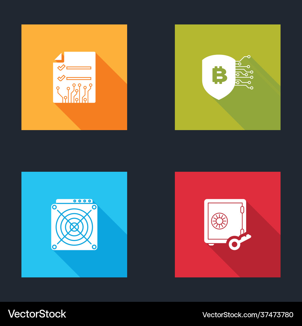 Set smart contract shield with bitcoin asic Set smart contract shield with bitcoin asic vector image