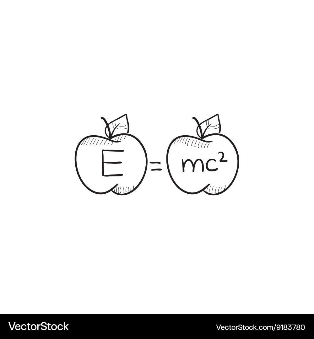 Two apples with formulae sketch icon vector image